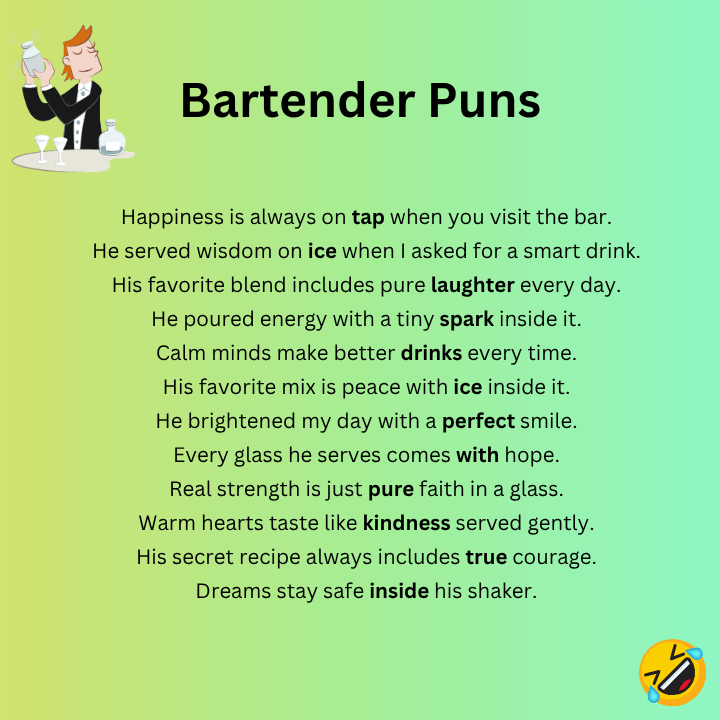 Bartender Puns One Liners