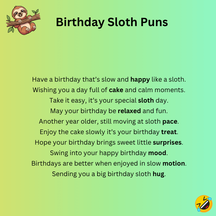 Birthday Sloth Puns