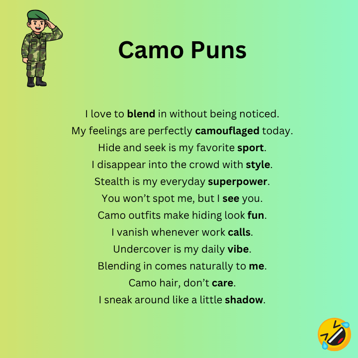 Camo Puns One-Liners